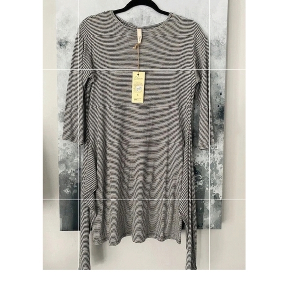 Elan Black White Stripe Tie 3/4 Sleeve Dress S NWT - Picture 3 of 5